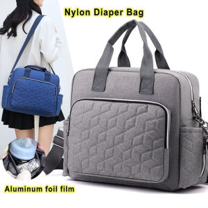 Nylon Diaper Bag Women Handbag Mummy Shoulder Bag with Urine Pad Baby Milk Bottle Insulation Bag