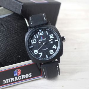 Jam tangan Pria Miragros 6006 tali karet tanggal aktif analog original