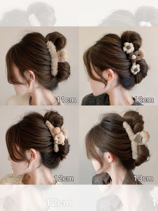 Large Size Plush Shark Hair Claw Clip Womens Stylish Hair Accessories Back of Head Bun Clip Fashionable Hair Grips