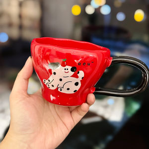 Cute Ceramic Mug with Big Ears Korean Style Cartoon Design for Office Coffee Or Breakfast Oats Universal 350ml Gift Item