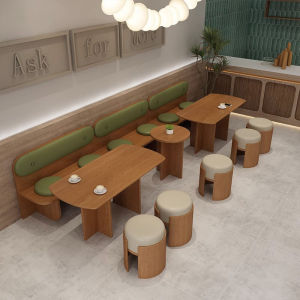 Milk Tea Shop Coffee Shop Casual Deck Sofa Retro Style Dessert Shop Baking Shop Cooking Shop Negotiation Table and Chair Combination