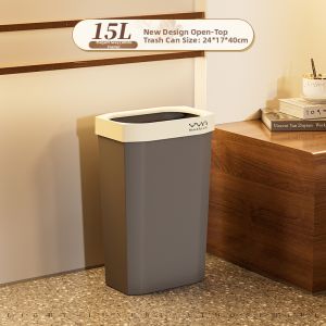 Home Rectangular Lidless Large Capacity Trash Bin 25L