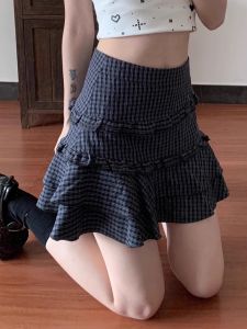 Váy Kẻ Caro Xếp Ly Cạp Cao Cho Nữ Váy Ngắn Chữ a Phong Cách Ngọt Ngào Váy Midi Cạp Cao Cho Nữ Mùa Thu