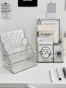 Kệ Sách Acrylic Trong Suốt Để Bàn Hộp Đựng Sách Dụng Cụ Lưu Trữ Sách Học Sinh Giá Đỡ Sách Bằng Nhựa Giá Sách Để Bàn