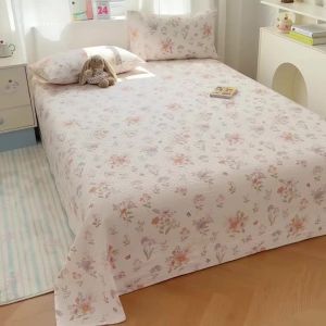 1pc Floral Printed Flat Sheet 100% Polyester Brushed Seeksucker Bed Sheets Printing Bed Top Sheet Breathable Comfort Home
