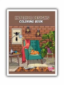 DESIGNS INTERIOR COLORING BOOK Ukuran A4 Buku Mewarnai Anak Dewasa Cozy Cute Simpel Kertas Tebal 220gsm