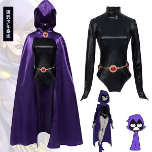 Teen Titans Raven คอสเพลย์เครื่องแต่งกายฮาโลวีนเครื่องแต่งกายอะนิเมะเยาวชนขนาดสต็อกจากยุโรปและอเมริกา