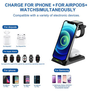 15W Wireless Charger Stand For IPhone16 15 14 13 12 11 XR 8 Apple Watch 3 In 1 Qi Fast Charging Dock Station