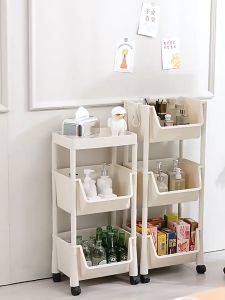 ชั้นวางพลาสติก 3/4/5ชั้น ชั้นวางในครัว ล้อเลื่อน เคลื่อนย้ายสะดวก ชั้นวาง A001-02