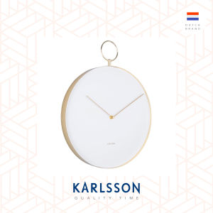 Karlsson wall clock L43cm Hook metal white gold plated case. Design by Anne Rieck.