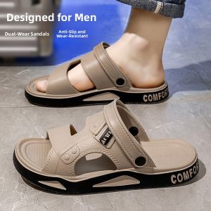 Hong Kong Style Mens Sandals Driving Special Outdoor Casual Soft Bottom Anti-Slip Slippers Summer Wearable Beach Shoes