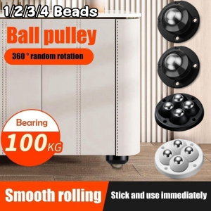 4Pcs Self Adhesive Mute Ball Universal Wheel 4/3/2/1 Beads Furniture Casters Wheels Stainless Steel Wheel 360° Rotation Pulley
