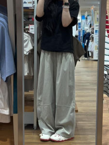 Quần Dài Ống Rộng Màu Xám Cỡ Lớn Cho Nữ Dáng Quả Lê Quần Dài Thể Thao Rộng Rãi Thoải Mái Cạp Cao Mùa Thu