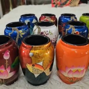 Hũ Cắm Bút Sơn Mài Cao Cấp 10x7 cm để cắm bút trang trí bàn kệ văn phòng quà tặng ý nghĩa