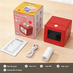 Máy In Nhiệt Di Động Điều Khiển Bằng Giọng Nói AI Màn Hình Cảm Ứng Điều Khiển Không Dây Qua Ứng Dụng Dùng Cho Văn Phòng/học Tập In Tức Thì Kết Nối Bluetooth