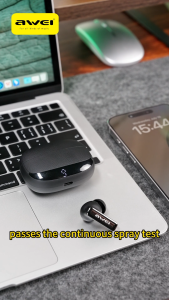 Awei หูฟังบลูทูธ6.0 ANC-25dB ไม่มีเสียงรบกวน20H อายุการใช้งานแบตเตอรี่หูฟังเอียบัดไร้สายหูฟังเสียงรอบทิศทาง ° 360 HiFi