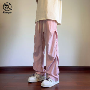 Ice Silk Drapey Loose Fit Summer Thin Quick Dry Straight Leg Work Trousers Casual Paratrooper Pants Youthful Vitality Style