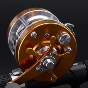 All Metal Trolling Drum Fishing Reel 5.2:1 Left/Right Hand Baitcasting Wheel Centrifugal Brake For Saltwater Sea Surf Fish Gold