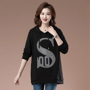 Moms Pure Cotton Hoodie Womens Loose Fit Long Sleeve Thin Casual Top Spring Autumn New Style Comfortable Korean Version Sweatshirt