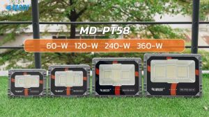 MODI ไฟสปอตไลท์ 60W-360W สายยาว 5M แสงขาว IP65 พลังงานแสงอาทิตย์ ส่องป้ายโฆษณา รีโมทคอนโทรล คุณภาพสูง