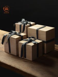 Blue Ribbon Customizable TianDi Cover Box  Wood Cotton Cloth Lined Storage Box Gift Box Family Storage Utility