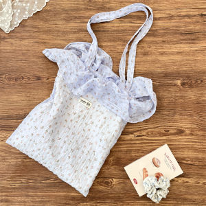 Paul Spring Summer New Chiffon Lace Trim Canvas Shoulder Bag Cute Cherry Handbag Large Capacity Tote Bag Street Cool Style Hobo Bag