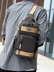Mens Chest Bag Large Capacity Shoulder Bag Multi functional Cross body Bag wear-resistant fabric