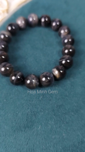 Vòng tay đá Mắt Hổ đen xám 12 li chất 5A VIP mắt hổ đại bàng phong cách bản lĩnh chuyên nghiệp không kén mệnh | Hoa Minh Gem