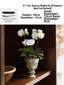 LANLIN | Butterfly Orchid Ceramic Flower Pot Light Luxury High-leg Planter