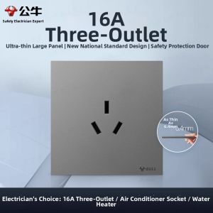 Bull | Ultra-thin Recessed Far Mountain Grey Wall Switch Socket Panel 86 Type 5-Hole