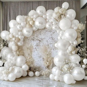 122pcs Pearl White Balloon Garland Arch Kit Perfect for Weddings Birthdays Bridal Showers Parties Anniversaries Interiors
