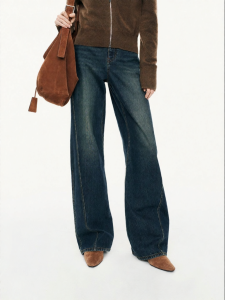 MO&Co. | Whitened Cotton Wide Leg Boxyfit Mid-waist Jeans
