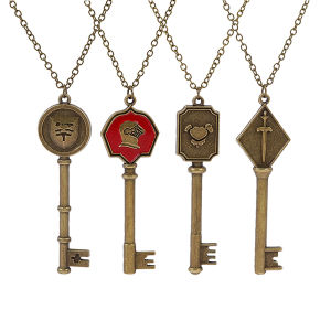 Bandai | 4Pcs Residents Evils Remake RPD Precinct Necklace Set Raccoon City Police Station Spade Club Heart Necklace Men Holder Collectio