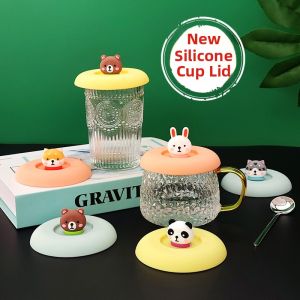 Food Grade Silicone Cup Lid Dustproof And Bugproof Cartoon Universal Mug Lid Water Cup Lid Tea Cup Lid Mark Cup Lid