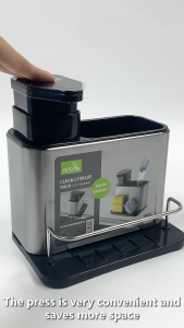 AKIRO HOME MALAYSIA Kitchen Sink Soap Dispenser 3 in 1 Sponge Holder Organizer Rack Stainless Steel Countertop Storage Rustproof Space Saver Rak Dapur 厨房水槽收纳架