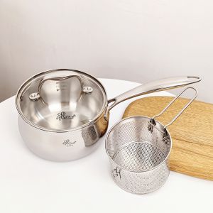เว่ยหลงเซิง 316 หม้อสแตนเลส เด็กทารก สำหรับทำอาหาร นม พร้อมที่กรองซุปและตะกร้าทอด สำหรับทำโจ๊กและบะหมี่ ขนาด 16 ซม