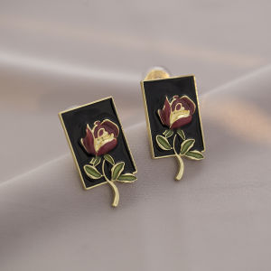 Retro French Court Style Oil Painting Flower Ear Cuffs for Women No Piercing Required Quirky Design Fresh out Fashion Jewelry