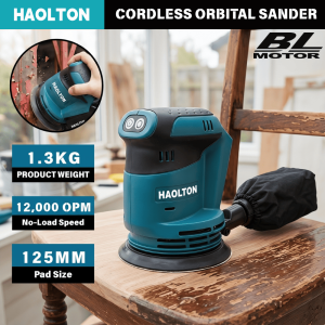 HAOLTON Brushless Cordless Random Orbital Sander 3-Speed Rechargeable Polisher Woodworking Fit Makita 18V 20V Battery