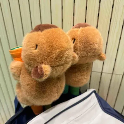 Creative Cartoon Plush Capybara Badminton Racket Grip Decorative Hanging Doll Toy Handle Cover Tennis Racket Figure