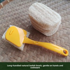 Long Handle Old Gourd Rind Kitchen Scrubber Dishwashing Pot Cleaning Tool with Handle Household Cleaning Tool Dishcloth