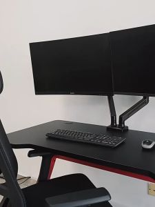 Dual Monitor Desktop Arm 17 to 32 Inch Adjustable Stand High Strength Pneumatic Support Rod Monitor Mount Office Gaming