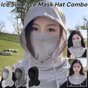 Ice Silk Face Mask Hat Combo UV Protection Face Mask Sun Protection Headgear Ice Silk Sunscreen Cap Outdoor Full Face Mask