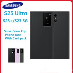 New Smart View Wallet Flip For Samsung Galaxy S23 Ultra S23+/Plus S23 5G S-View Phone Case Cover With Box