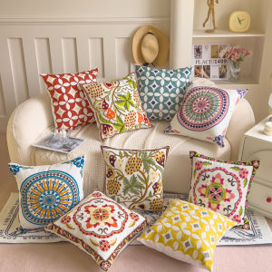 45*45cm MỤC VỤ cổ điển ném Vỏ gối thêu hoa trang trí nhà sô pha đầu giường bọc gối (không có lõi)