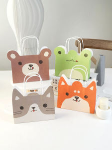Cute Animal Paper Bag Simple Cartoon Nursery Snack Gift Handheld Packaging Storage Bag Kitchen Baking DIY Tool Idea Brand