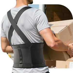 1PCS Heavy Duty Back Brace with Suspenders - Lumbar Support Belt for Lower Back Pain Weightlifting & Warehouse Work