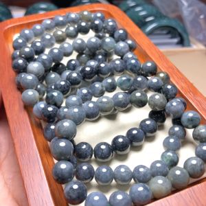 Natural A-grade Myanmar Jadeite Bracelet Single Circle Black Chicken Breed Fashion Jewelry Hand Accessory Elegant Style