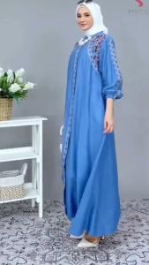 Sellena Dress Pollo Linen Apk Bordir Gamis Wanita Terbaru 2024 Viral Dress Kondangan Wanita Elegan