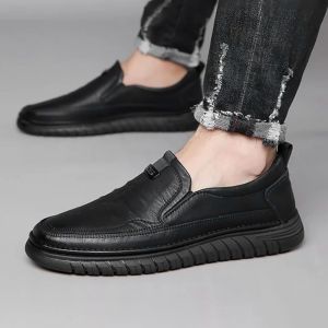 Mens Leather Shoes Black Formal Business Shoes For Men Anti-slip School Slip On Shoes For Men Students