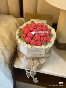 bó 11 bông hoa hồng mini bằng len mang ý nghĩa cho tình yêu vĩnh cửu làn quà tặng decor trang trí xinh xắn